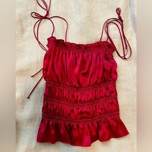 SOLD Reformation 100% silk Viviana Top Ruched